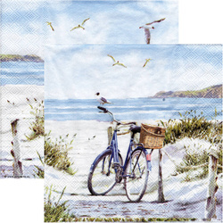 SERVIETTEN 1 Stück Motivservietten Decoupage Napkin 33x33cm, Bike at the beach