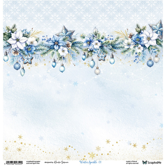 Scrapbooking Papier - ScrapAndMe - Winter Sparkle 01/02 - doppelseitig 30x30 cm