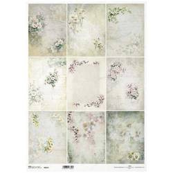 ITD Reispapier Decoupage Bastelpapier A3 - 907L Obstblumen, Vergissmeinnicht, Stiefmütterchen, Maiglöckchen, Kamille