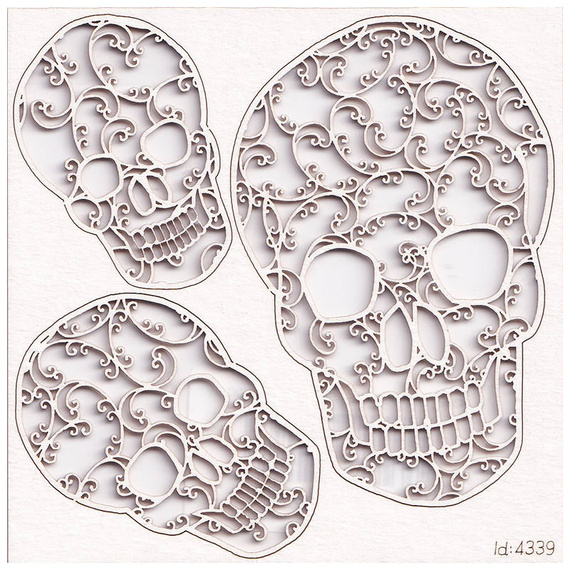 SCRAPINIEC Dekorpappe Die Cut Chipboard Dekoration Ornament, Totenköpfe - Monograce 