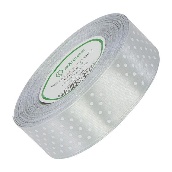 Satin-Punkt-Band 25 mm - silber 148 - 23 m - Dekoband