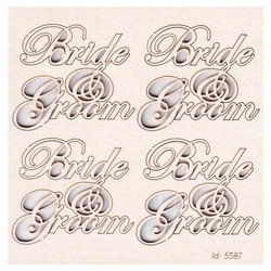 SCRAPINIEC Dekorpappe Die Cut Chipboard Dekoration Ornament, Bride and Groom
