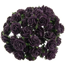 ROSEN Geöffnete 15 mm 50 Stk Scrapbooking Maulbeerpapier Blumen Flowers aubergine