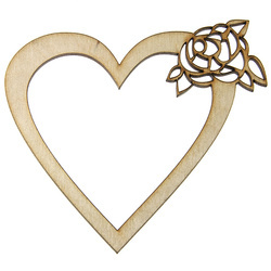 Holzdekoration Herz mit Rose