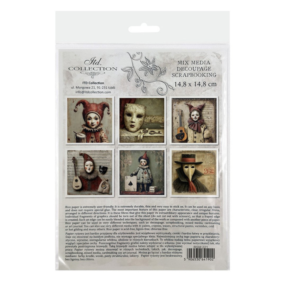 Reispapier-Set - Karneval, Maskerade, Theaterfiguren - RSM221 - Itd Collection