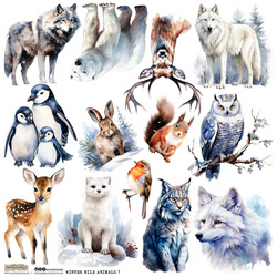 AUFKLEBER ScrapLove Winter Wild Animals 1 - Winter Wildtiere 1 Wolf Pinguin Bär