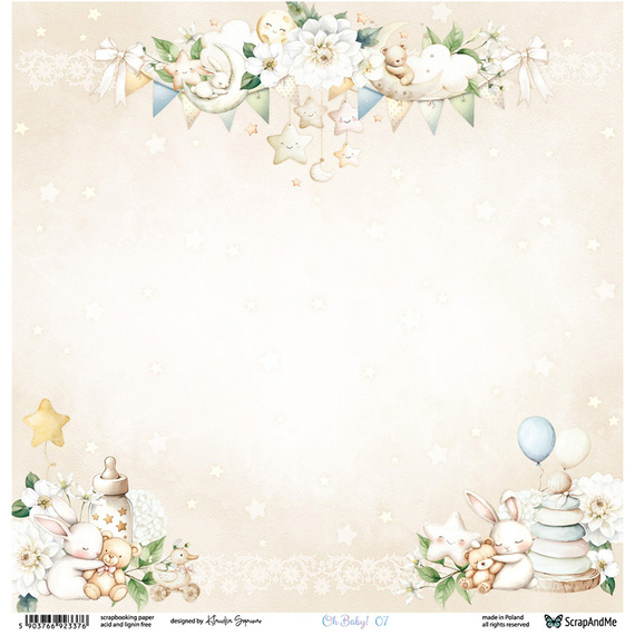 30x30cm doppelseitig Scrapbooking Papier - ScrapAndMe -  Oh, Baby 07/08