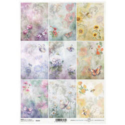 ITD Reispapier Decoupage Bastelpapier Serviettentechnik-R2259 Aquarell-Hintergründe, Blumen, Schmetterlinge