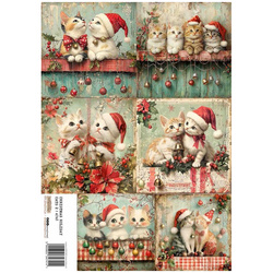 Reispapier A4 - ScrapLove - Christmas Holiday Cats 2 - Weihnachtskatzen