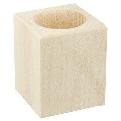 Quadratischer Kerzenhalter aus Holz Höhe 7 cm