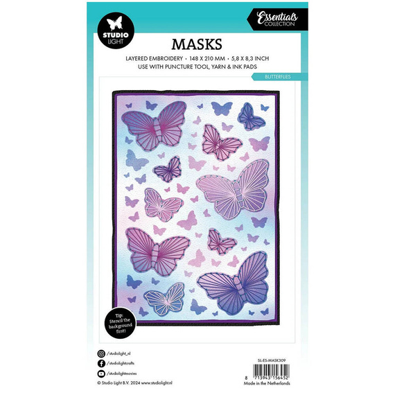 STUDIOLIGHT Mixed Media Schablone STENCIL für Decoupage Scrapbooking - Butterflies