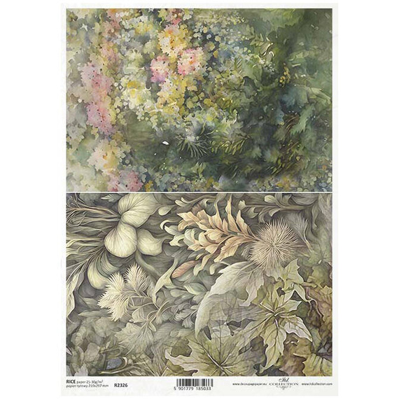 ITD Reispapier Decoupage Bastelpapier Serviettentechnik-R2326 Blätter, Pflanzen