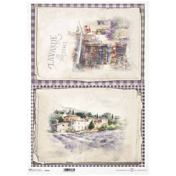 Reispapier für Decoupage A3 ITD-1076L Lavendelfelder, Lavendel