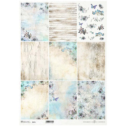 ITD Reispapier Decoupage Bastelpapier, A3 872L Vögel, Blumen, Schmetterlinge, Risse, Bretter