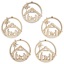 Holz-Christbaumanhänger Set 10 Stück - Krippe - 6 cm