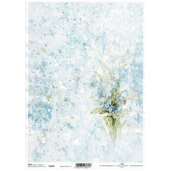 ITD Reispapier Decoupage Bastelpapier Serviettentechnik-R2209 Vergissmeinnicht-Blumen