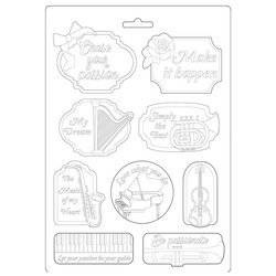 STAMPERIA flexible Gießform aus Kunststoff Form Mold Mould Dekor, Passion Musik