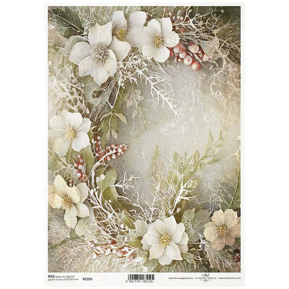 ITD Reispapier Decoupage Bastelpapier Serviettentechnik-R2335 Winterstrauß, Blumen