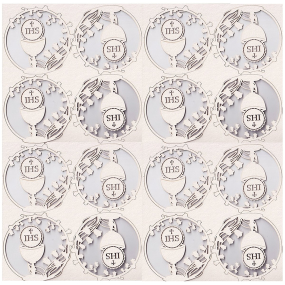 SCRAPINIEC Dekorpappe Die Cut Chipboard Dekoration Ornament, Messkelch Rahmen 01