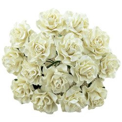 ROSEN Tuscany 35mm 20Stk Scrapbooking Maulbeerpapier Blumen Flower, ivory