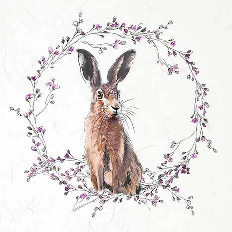 ITD - Reispapier-Set - RSM051 - Hasen mit Blumenkränzen