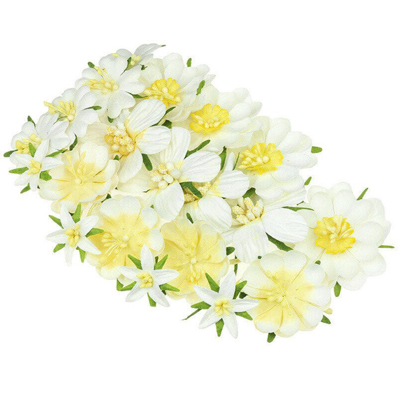 Hübsches Flori Blumenset - Mix weiß - 20Stück