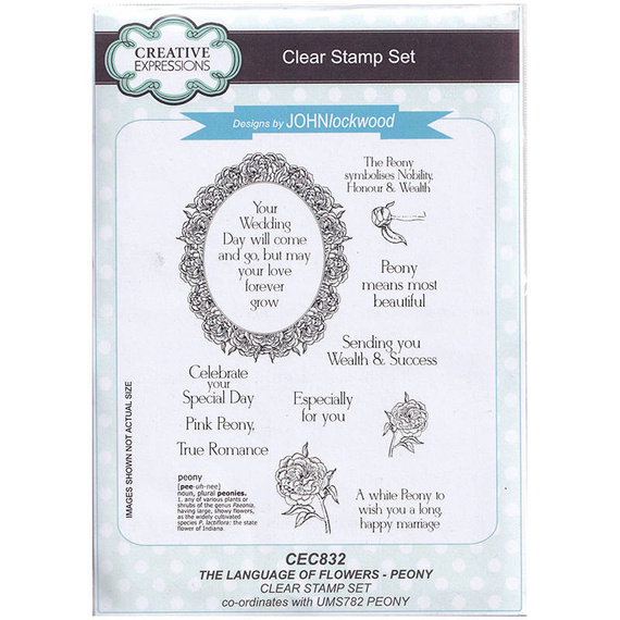 CREATIVE EXPRESSIONS Transparenten Stempel Motivstempel - Peony, Rahmen Pfingstrosen
