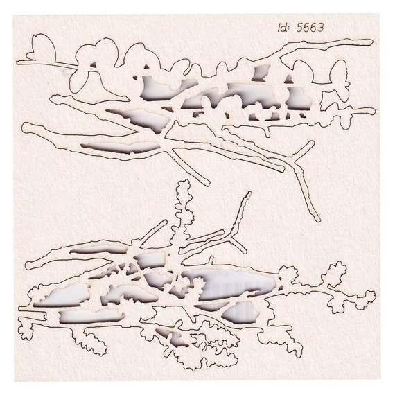 Dekorpappe Die Cut Chipboard - Verwundbar - Niederlassungen 03 - Scrapiniec