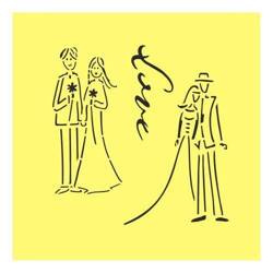 ITD Mixed Media Schablone STENCIL für Decoupage Scrapbooking 16x16, Braut und Bräutigam, Hochzeit ST0237