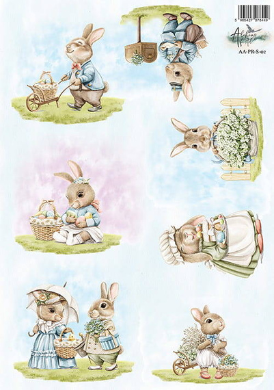 ARTALCHEMY Reispapier Decoupage Bastelpapier Softpapier, Süße Häschen
