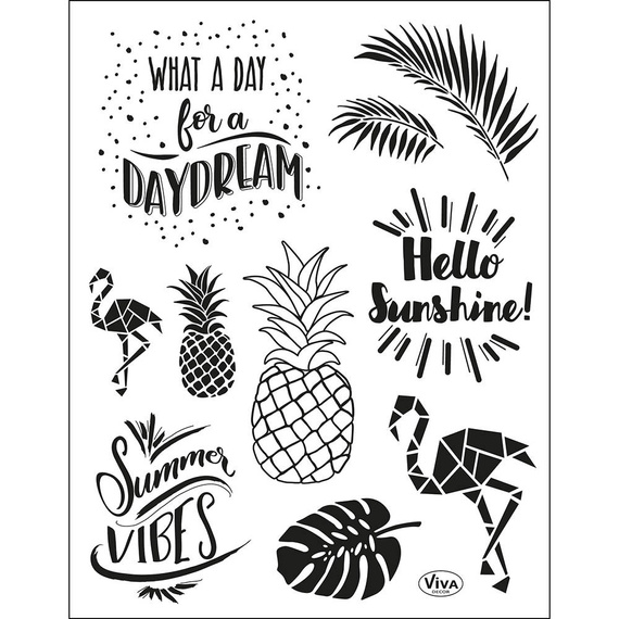 VIVA DECOR Transparent Stempeln Set Motivstempel Clear Stamps - Flamingo Ananas