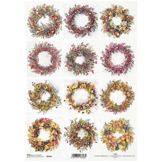 ITD Reispapier Decoupage Bastelpapier Serviettentechnik-R2282 Girlanden