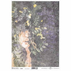 ITD Reispapier Decoupage Bastelpapier Weibliches Gesicht, Pflanzen R2080