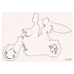 SCRAPINIEC Dekorpappe Die Cut Chipboard Dekoration Ornament, Brautpaar Motor