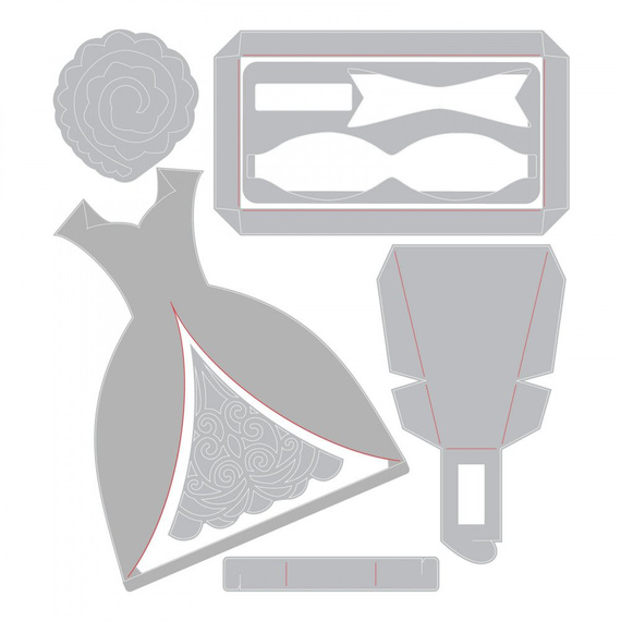 SIZZIX Stanzer Präge Stanzschablone Cutting Die, Dress Box Hochzeitskleid 663577
