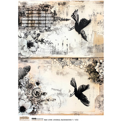 Reispapier Decoupage Bastelpapier A4 - Scraplove - B&W Junk Journal Background 1