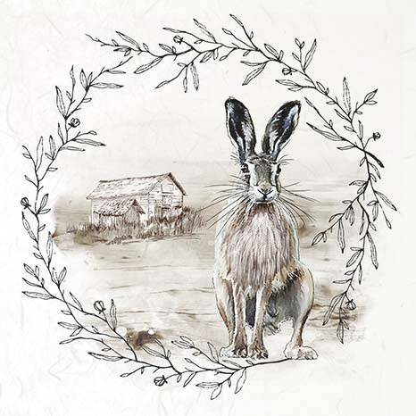 ITD - Reispapier-Set - RSM052 - Hasen mit Blumenkränzen und Ansichten