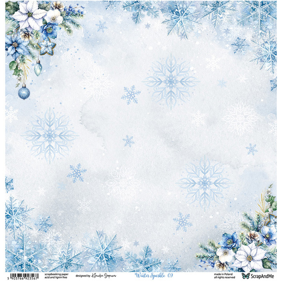 Scrapbooking Papier - ScrapAndMe - Winter Sparkle 09/10 - doppelseitig 30x30 cm