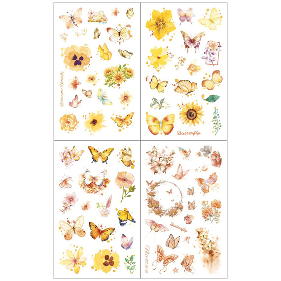 AUFKLEBER folie - Gelbe Blumen und Schmetterlinge
