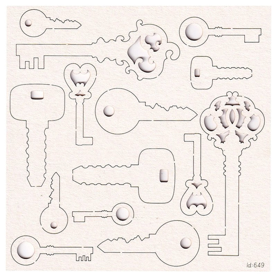 SCRAPINIEC Dekorpappe Die Cut Chipboard Dekoration Ornament, Schlüssel 649