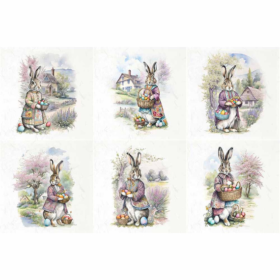 Reispapier-Set - ITD - RSM118 Osterhasen mit Ostereiern