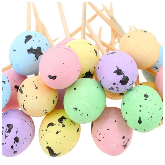 STYROPOREIER Ostern Dekoration Ostereier Wachtel 50 Stück, 1,8x2,5cm - Mix aus 7 Farben