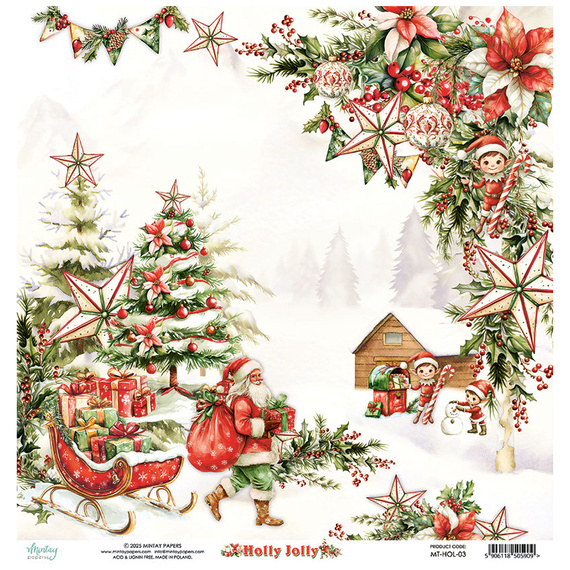 Scrapbooking Papier 30x30 - Mintay - Holly Jolly 03