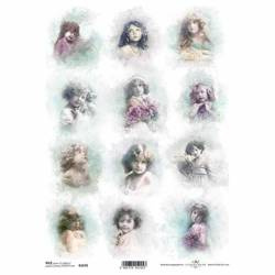 Reispapier für Decoupage, Vintage-Mädchen ITD-R1676 - A4 