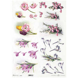 ITD Reispapier Decoupage Bastelpapier A3 Tulpe, Krokus 1034L