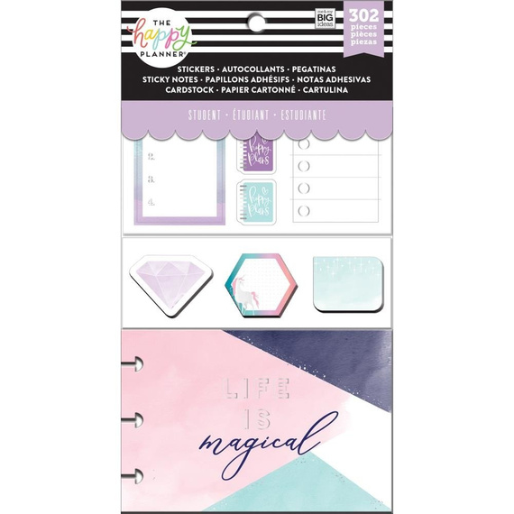 HAPPY PLANNER 20 Blatt Aufkleber Haftnotizen Lochkarte, Magical (student)