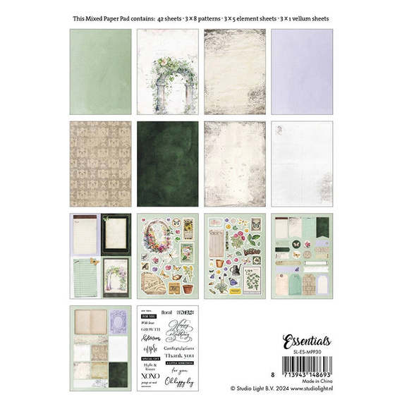 STUDIO LIGHT 20Blatt A5 Elemente Scrapbooking Papier Vintage spring