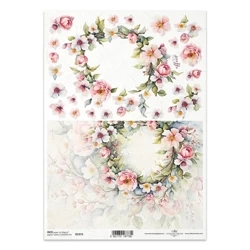 ITD Reispapier Decoupage Bastelpapier Serviettentechnik-R2375 rosa Blumen, Girlanden