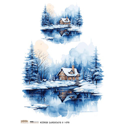 Reispapier Decoupage Bastelpapier A4 - Scraplove - Winter Landscape 8 - Winteransicht 8