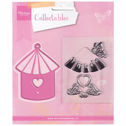 Stanzform Präge Stanzschablone Cutting Die und Briefmarken - Marianne Design - Vogelhaus, Schmetterling